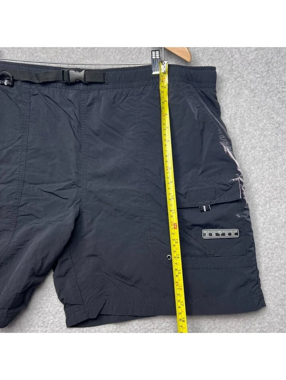 Eddie Bauer EBTEK Mens Black Nylon Cargo Shorts Hiking Outdoor Utility Xl VTG